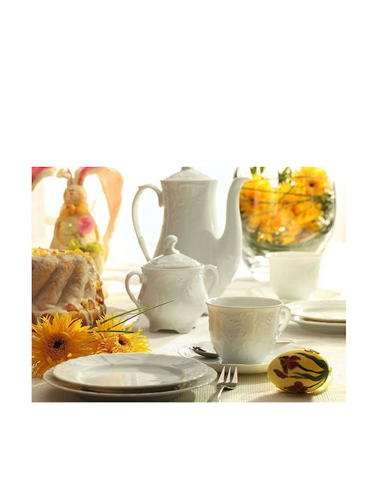 Cmielow Set Tassen Kaffee aus Porzellan Weiß 100ml 6Stück