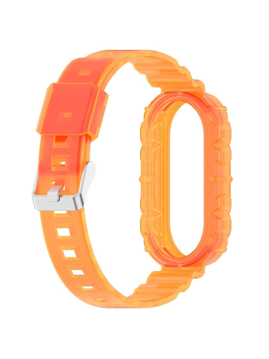 Curea pentru ceas Xiaomi Smart Band 9 9 NFC Glacier Metal Buckle Integrată TPU Transparent Portocaliu