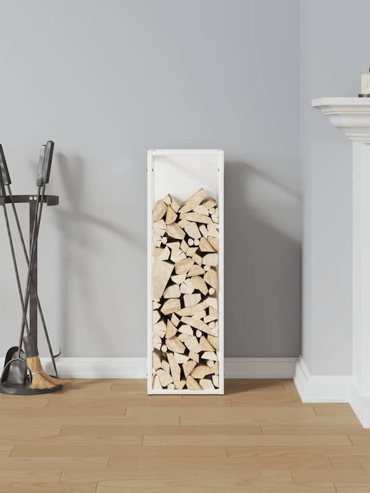 vidaXL Inox Ράφι Αποθήκευσης Ξύλων 25x25x80cm Λευκό