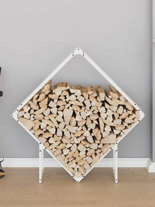 vidaXL Inox Ράφι Αποθήκευσης Ξύλων 100x25x100cm Λευκό