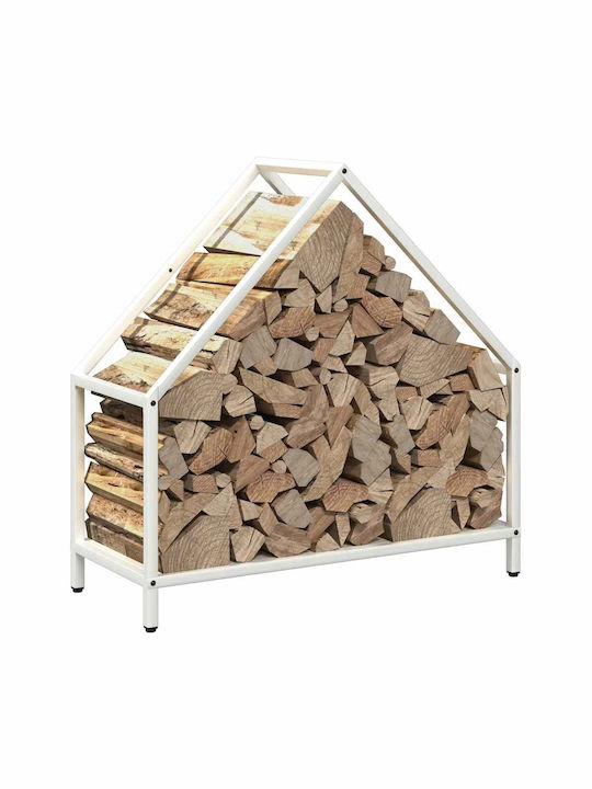 vidaXL Inox Ράφι Αποθήκευσης Ξύλων 60x25x60cm Λευκό