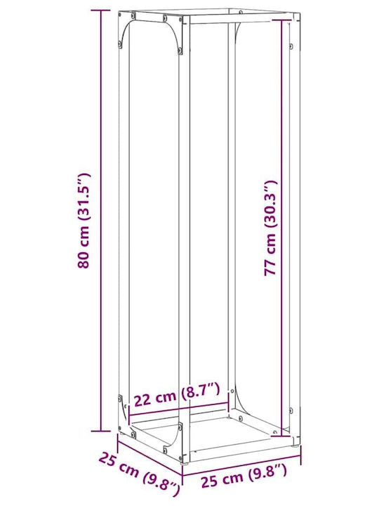 vidaXL Inox Ράφι Αποθήκευσης Ξύλων 25x25x80cm Λευκό