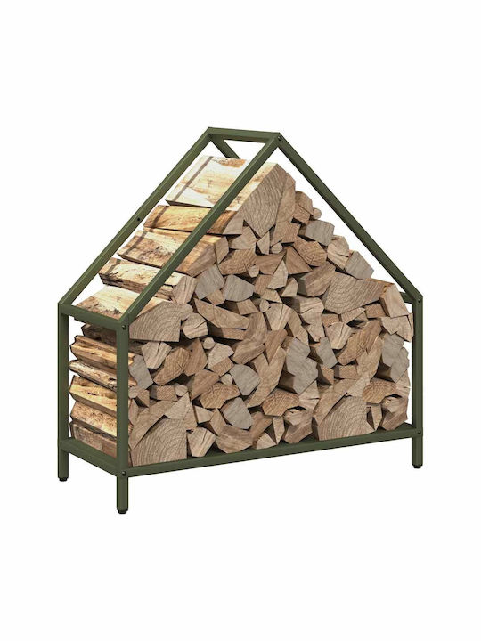 vidaXL Lemn de foc Inox Raft Depozitare lemne 60x25x60cm Verde