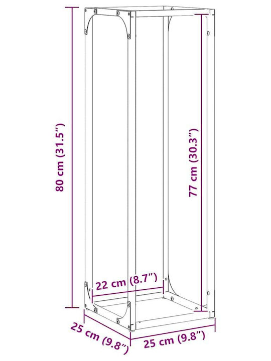 vidaXL Inox Ράφι Αποθήκευσης Ξύλων 25x25x80cm Πράσινο