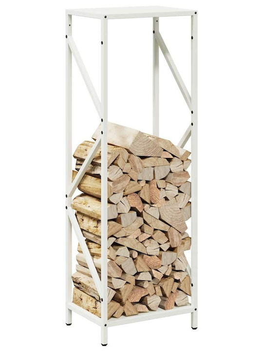 vidaXL Inox Ράφι Αποθήκευσης Ξύλων 34x25x100cm Λευκό