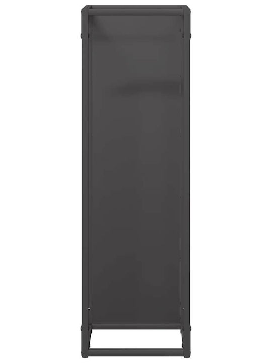 vidaXL Lemn de foc Inox Raft Depozitare lemne 25x25x80cm Negru