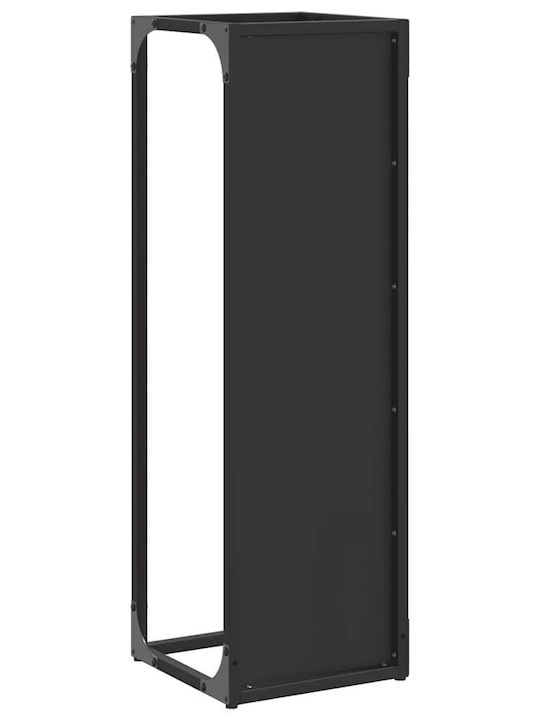 vidaXL Lemn de foc Inox Raft Depozitare lemne 25x25x80cm Negru
