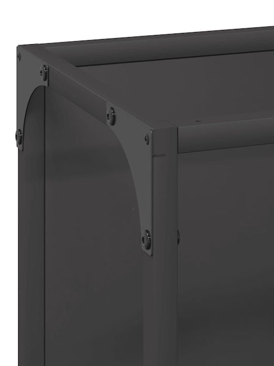 vidaXL Lemn de foc Inox Raft Depozitare lemne 25x25x80cm Negru