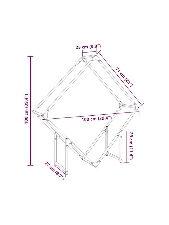 vidaXL Inox Ράφι Αποθήκευσης Ξύλων 100x25x100cm Λευκό