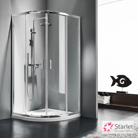 Starlet Quadrant 80 Кабинет Душ Полукръгла с Плъзгащи се Врата 77-79x180см Прозрачно стъкло Chrome Starlet Quadrant 80 Кабинет Душ Полукръгла с Плъзгащи се Врата 77-79x180см Прозрачно стъкло Chrome
