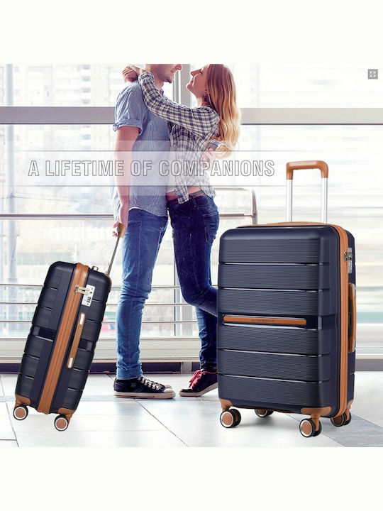 Miss Lulu British Traveller Cabin Hard Suitcase Navy with 4 Wheels Height 55cm