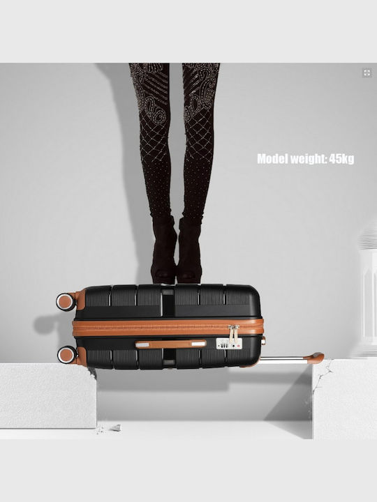 Miss Lulu British Traveller Μεσαία Βαλίτσα Ταξιδίου Σκληρή Black με 4 Ρόδες Ύψους 66εκ.
