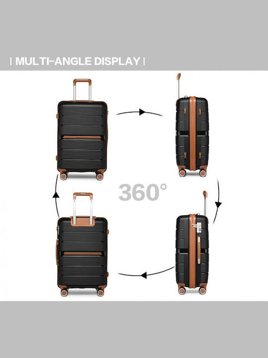 Miss Lulu British Traveller Μεσαία Βαλίτσα Ταξιδίου Σκληρή Black με 4 Ρόδες Ύψους 66εκ.