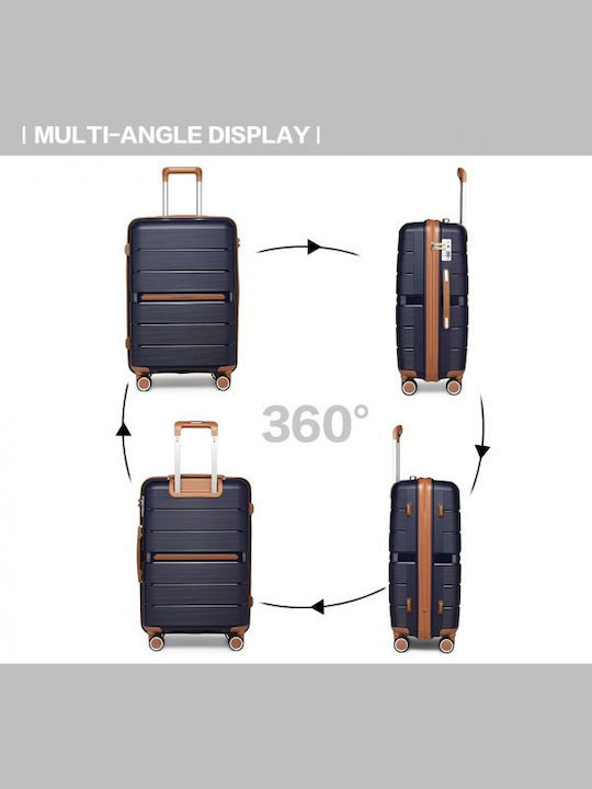 Miss Lulu British Traveller Cabin Hard Suitcase Navy with 4 Wheels Height 55cm