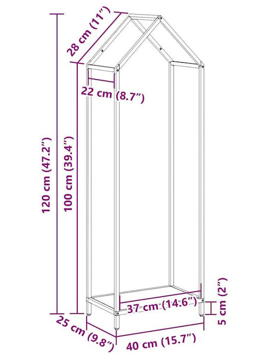 vidaXL Brennholz Inox Regal Holzlagerung 40x25x120cm