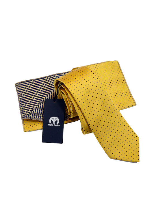 Makis Tselios Fashion Men's Tie Set in Yellow Color