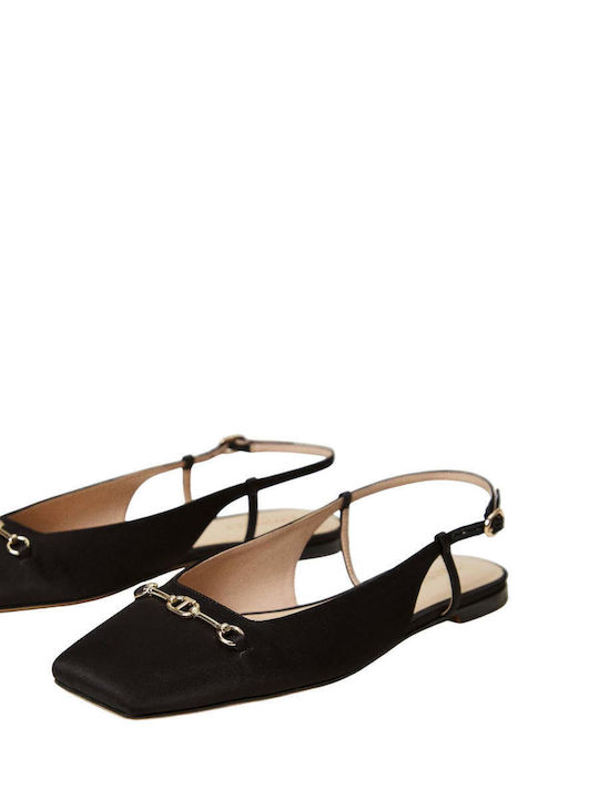 Twinset Σατέν Γυναικείες Μπαλαρίνες Slingback σε Μαύρο Χρώμα Twinset Σατέν Γυναικείες Μπαλαρίνες Slingback σε Μαύρο Χρώμα