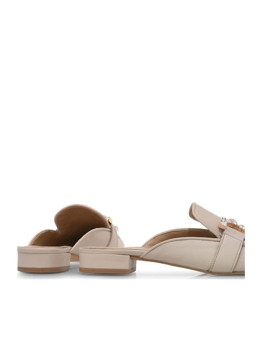 Flat Δερμάτινα Mules σε Ροζ Χρώμα