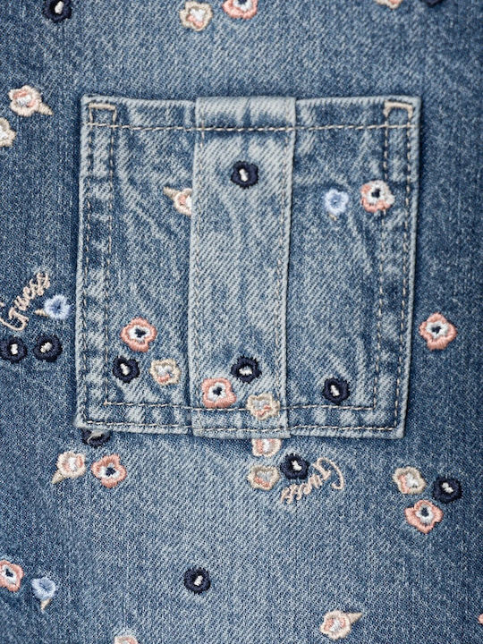 Kinderkleid Ärmellos Denim Blau