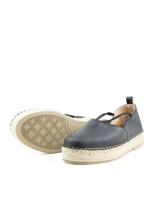 Women's Leather Espadrilles Black