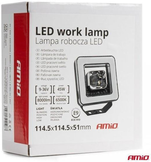 Amio Square LED Work Light 45w 9-36v 8,000lm 6,500k Awl57 Amio 1 Piece 04198/am