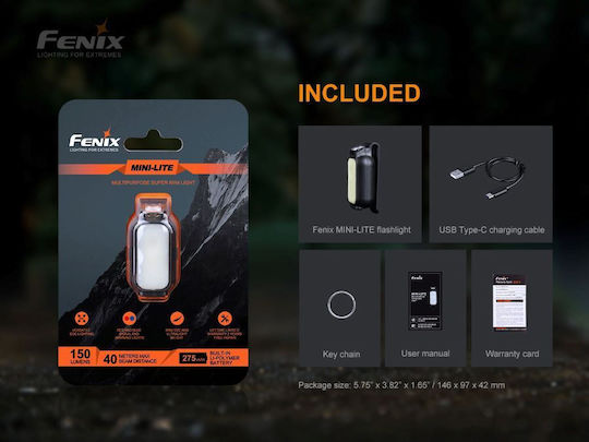 Fenix Акумулаторен LED Фенер IP66 с Максимална Яркост 150 Лумени
