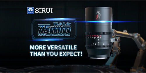 Sirui Full Frame Camera Lens 75mm T2.9 1.6x Anamorphic Standard Zoom for Canon RF Mount Black