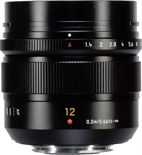 Panasonic Crop Camera Lens Lumix G Leica DG Summilux 12mm /f1.4 Asph. Wide Angle for Micro Four Thirds (MFT) Mount Black