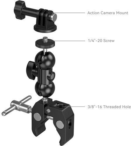 Smallrig Crab-shaped Clamp Ball Head Magic Arm 1138b