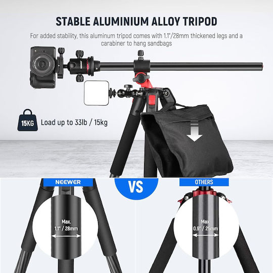 Neewer Neewer Kamerastative aus Aluminium mit Kugelförmiger Kopfart bis 200cm und Maximaler Belastung 15kg