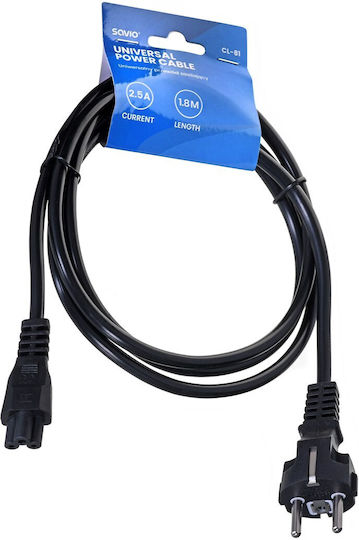 Savio Schuko - IEC C5 Cable 1.8m Μαύρο CL-81