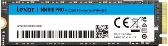 Lexar NM610PRO SSD 500GB τύπου M.2 με σύνδεση PCI Express 3.0 LNM610P500G-RNNNG