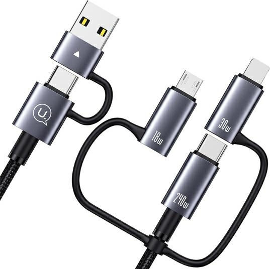 Usams Regulär USB zu Typ-C / Micro-USB Kabel Schwarz 2m (SJ737)