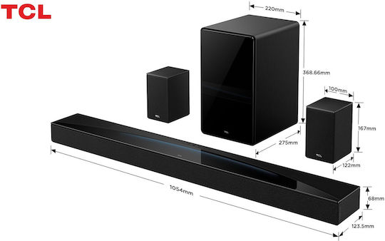 TCL Soundbar 7.1.4 Bluetooth, HDMI și Wi-Fi cu Telecomanda Negru Q85H