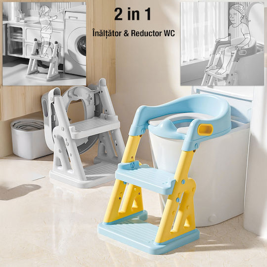 Figga Toddler Toilet Seat With Footrest Handles And Blue Cushion