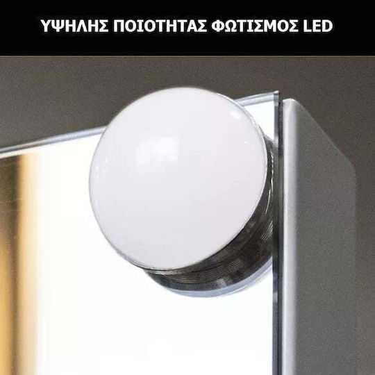 Lightex Козметично огледало Таблица със светлина 58x45см Бял