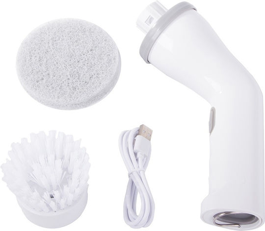 Perie Electrică Rotativă Fără Fir 5W 2 Capete de Perie Cablu de Încărcare USB Tip C Curățare Profundă Albă