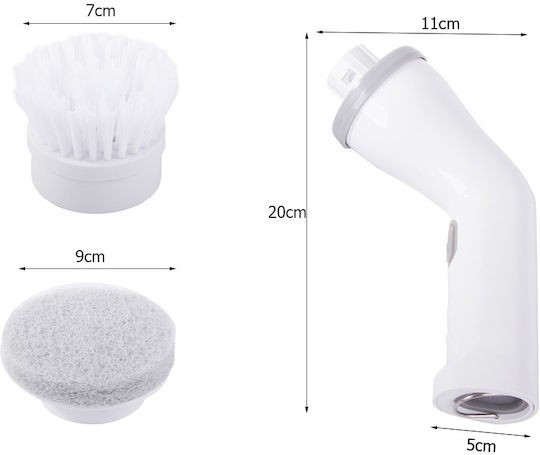 Perie Electrică Rotativă Fără Fir 5W 2 Capete de Perie Cablu de Încărcare USB Tip C Curățare Profundă Albă