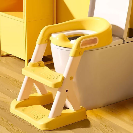 Ecotoys Toddler Toilet Seat With Footrest Handles And Yellow Cushion
