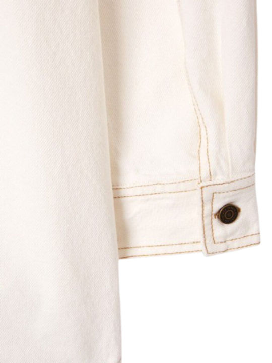 Langärmelig Damen Denim Hemd Offwhite