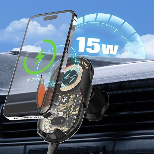 Ldnio Car Mobile Mount with Adjustable Hooks and Wireless Charging Black