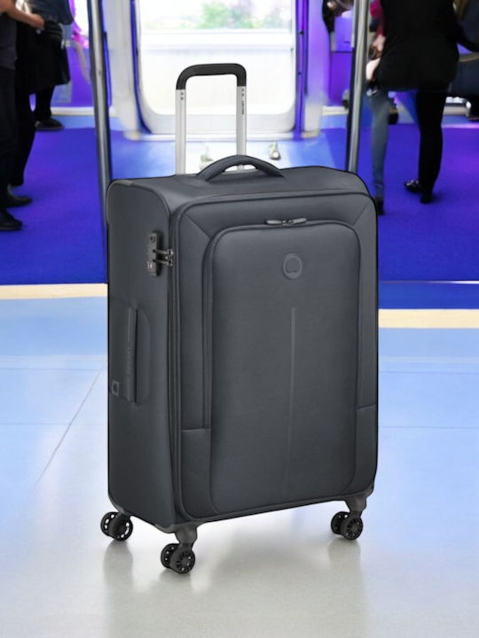 Delsey Caracas Medium Fabric Suitcase Black With 4 Wheels Height 68cm