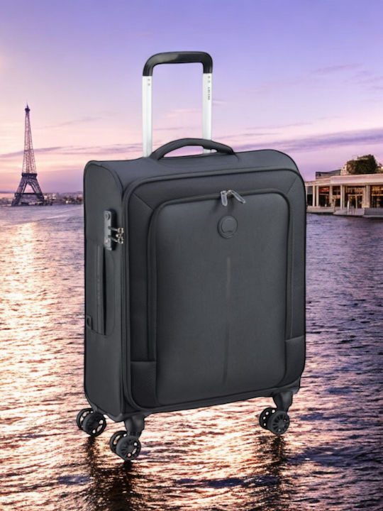 Delsey Caracas Βαλίτσα Ταξιδίου Καμπίνας Υφασμάτινη Black με 4 Ρόδες Ύψους 55εκ.