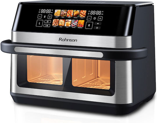 Rohnson Air Fryer με Διπλό Αποσπώμενο Κάδο 12lt Ασημί R-2882