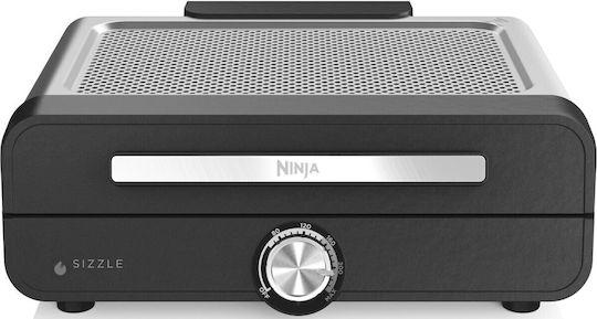 Ninja Sizzle Tabletop Electric Grill Smooth and Ribbed Plate 1450W with Lid and Adjustable Thermostat 37cmx28cmcm