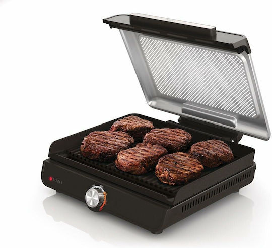 Ninja Tabletop Electric Grill Smooth and Ribbed Plate 1450W with Lid and Adjustable Thermostat 37cmx28cmcm