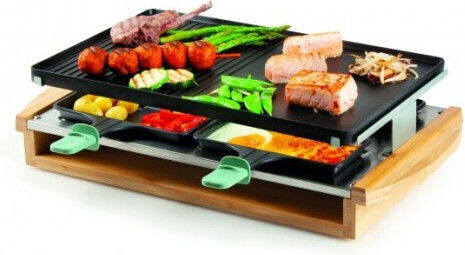 Domo Tischplatte Elektrogrill Raclette Glatte und Geriffelte Platte 1200W mit einstellbarem Thermostat 47.6cmx23.8cmcm