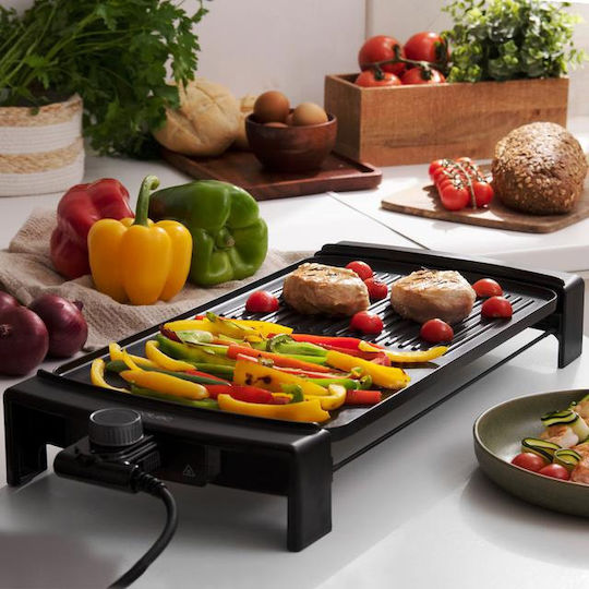 Cecotec Tabletop Electric Grill Aluminium Smooth and Ribbed Plate 2150W with Adjustable Thermostat 45cmx25cmcm