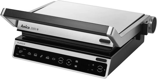 Amica Tabletop Electric Grill Grill 2000W Inox with Adjustable Thermostat 29cmx26cmcm