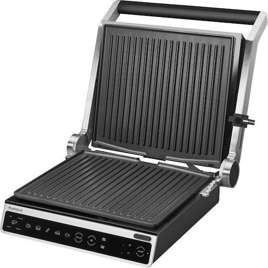 Amica Tabletop Electric Grill Grill 2000W Inox with Adjustable Thermostat 29cmx26cmcm